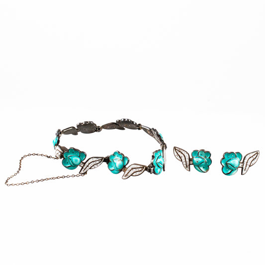 Vintage Sterling Enamel Set