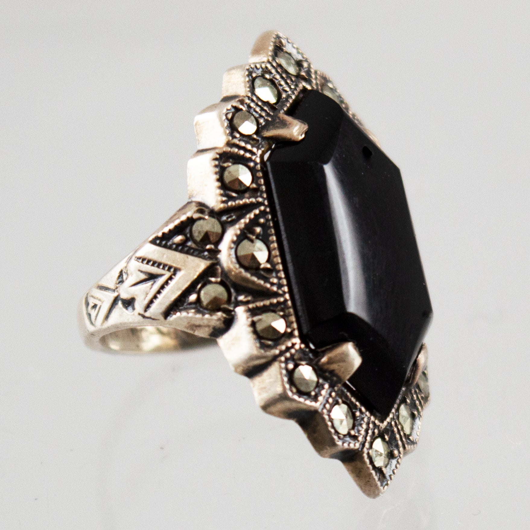 Sterling Onyx Vintage Ring