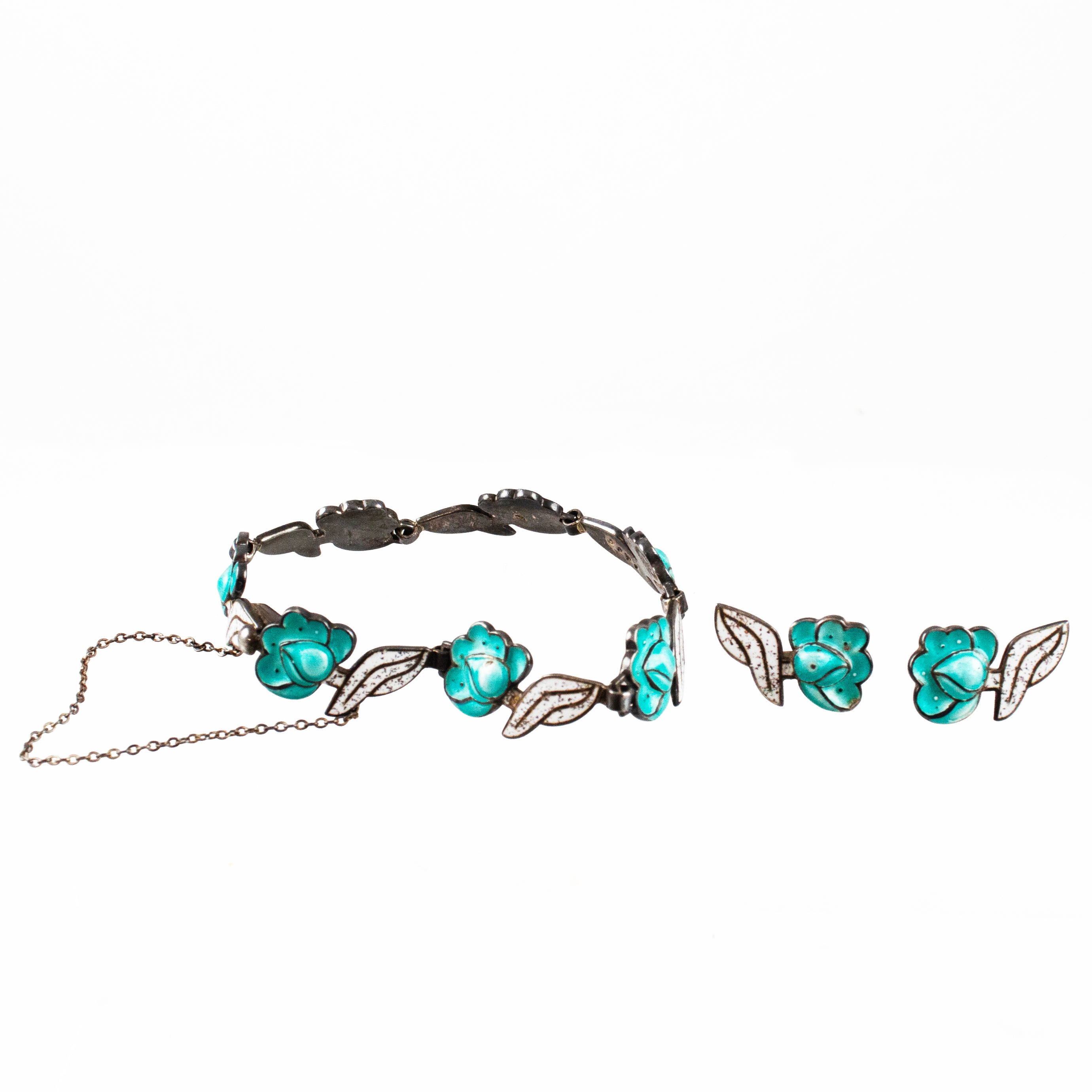 Vintage Sterling Enamel Set