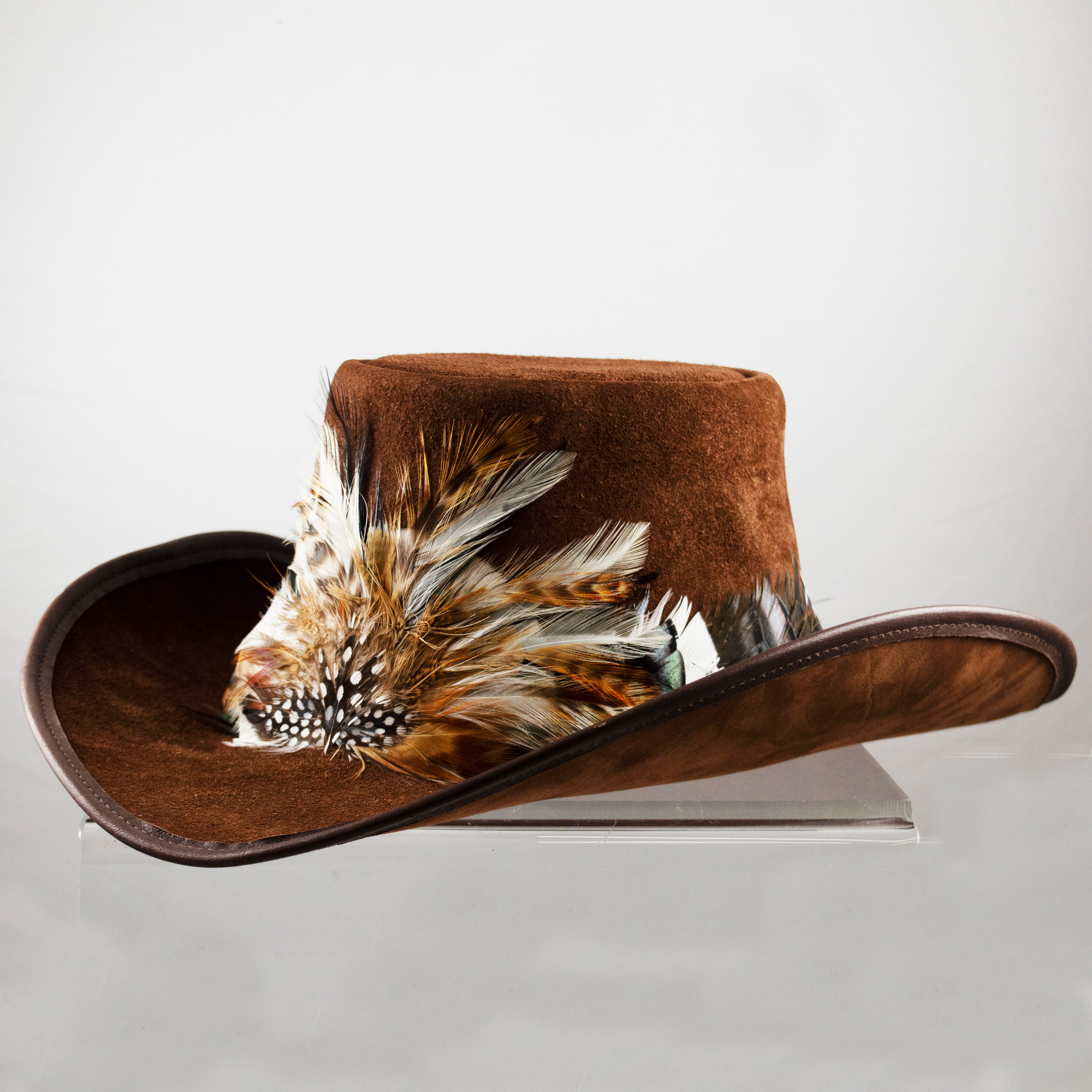 Suede Feather Cowboy Hat