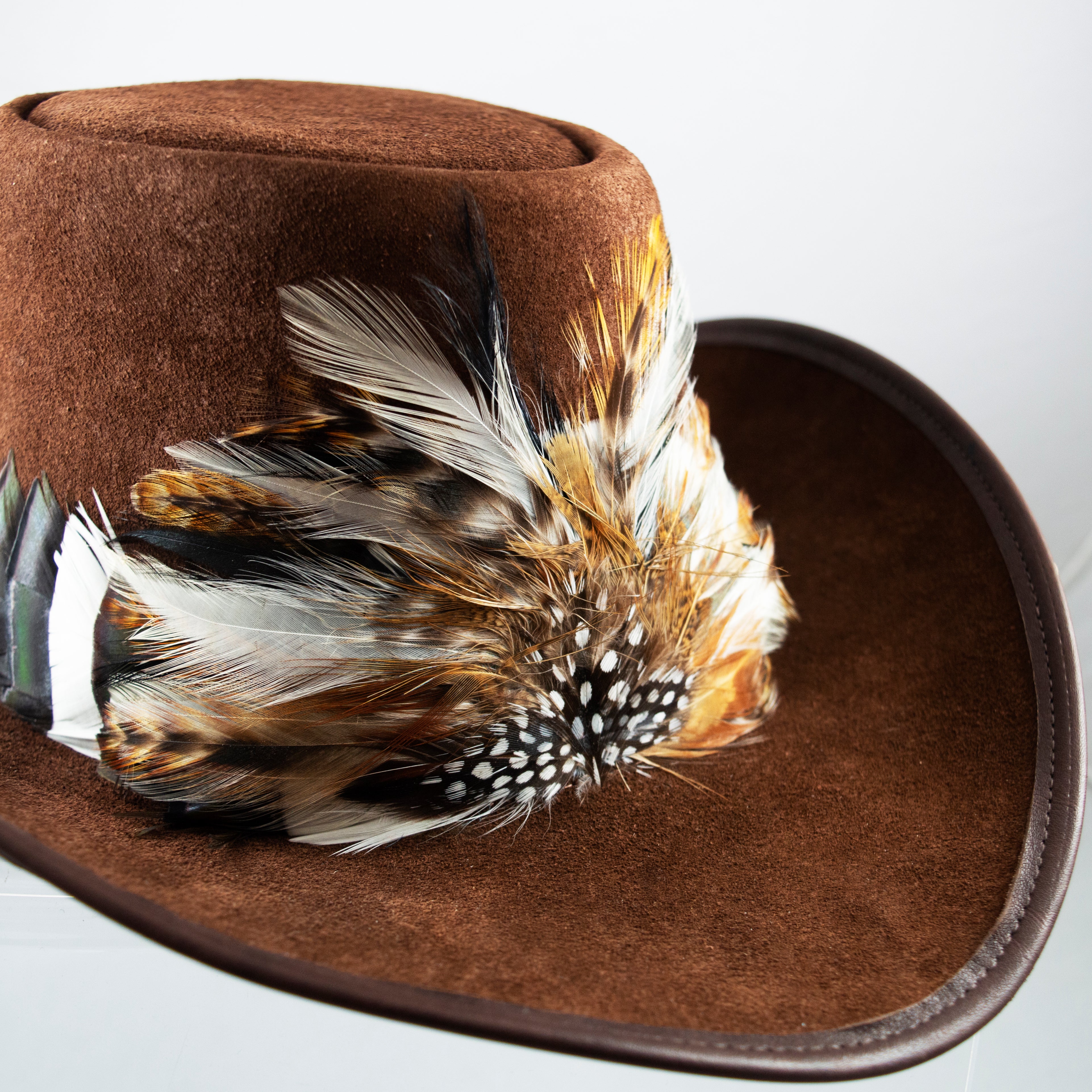 Suede Feather Cowboy Hat