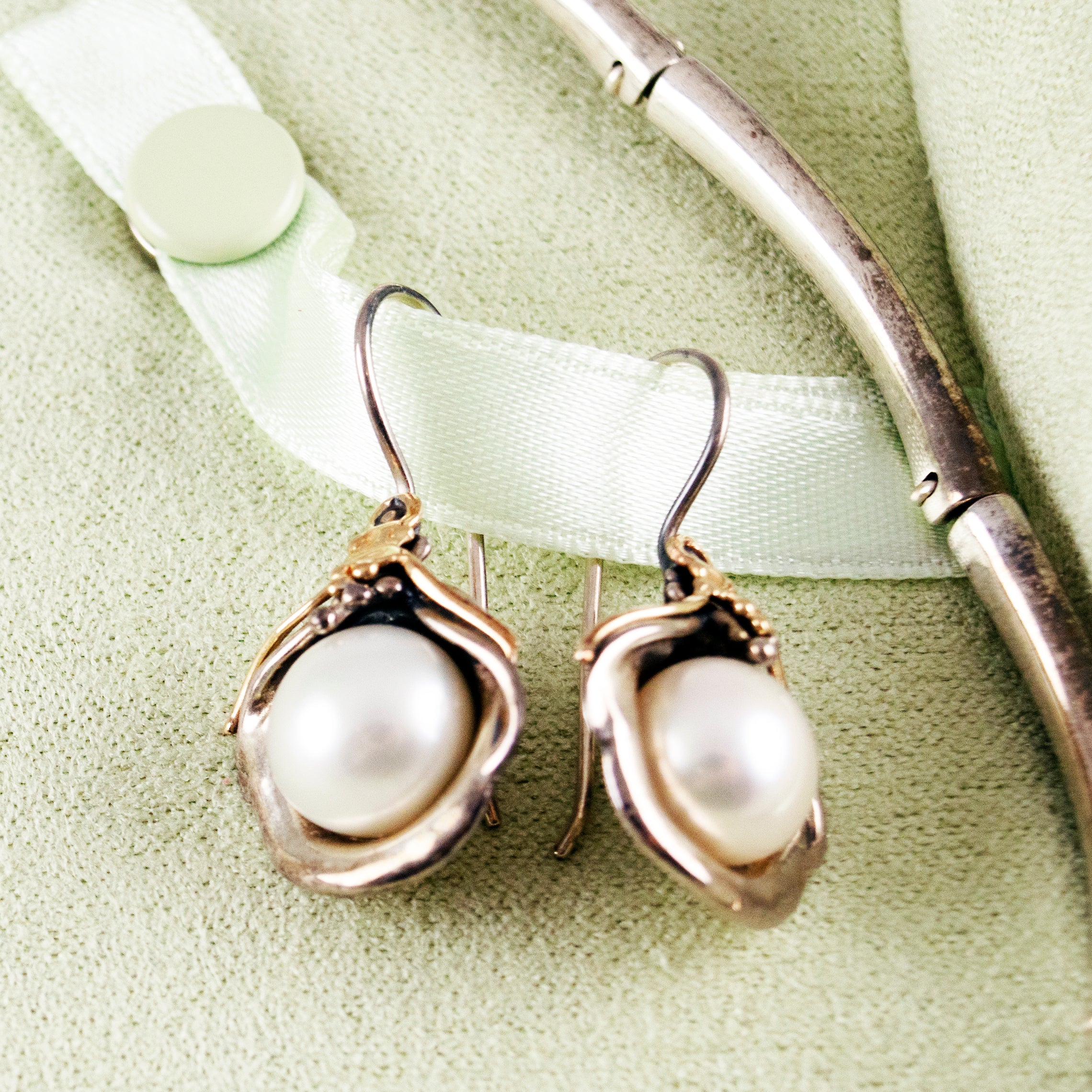 Sterling,14k and Pearl Jewelry Set
