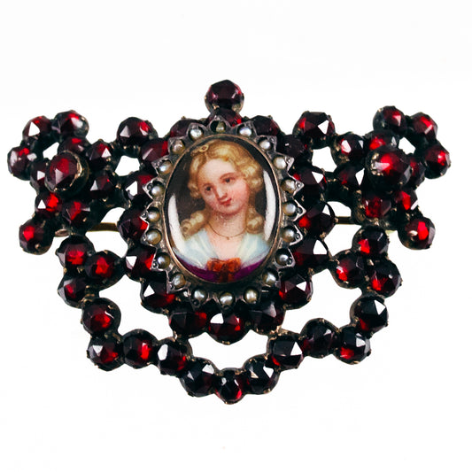 Victorian Garnet Portrait Brooch