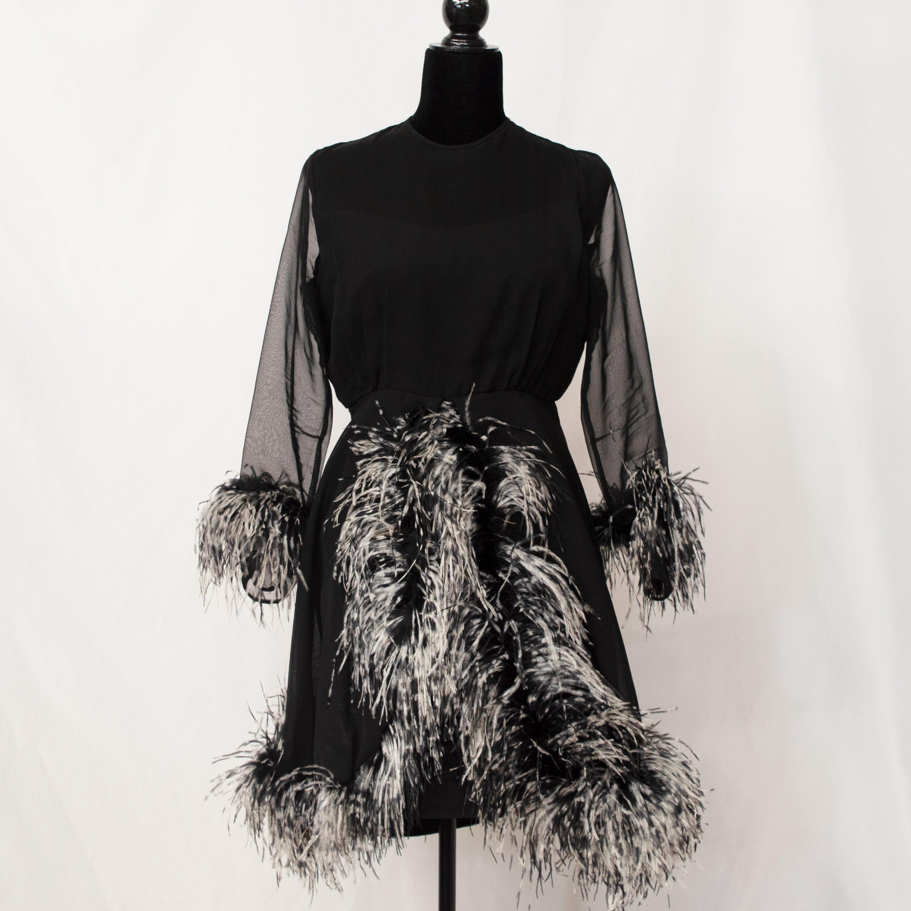 Mesh & Faux Fur Detailed Dress